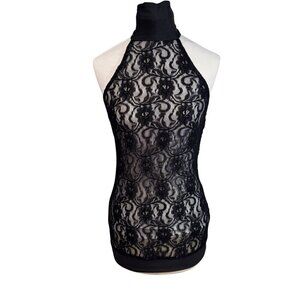JUST FOR‎ KIX Girls Dance Costume Tunic Top Black Lace Sizes 12 & 14 Backless